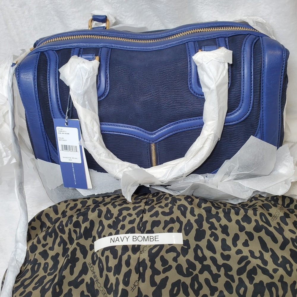 Rebecca Minkoff Nautical MAB Mini Designer Satchel Handbag Navy Old Money Glam